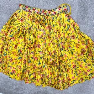 Yellow chaniya choli with flower print- used